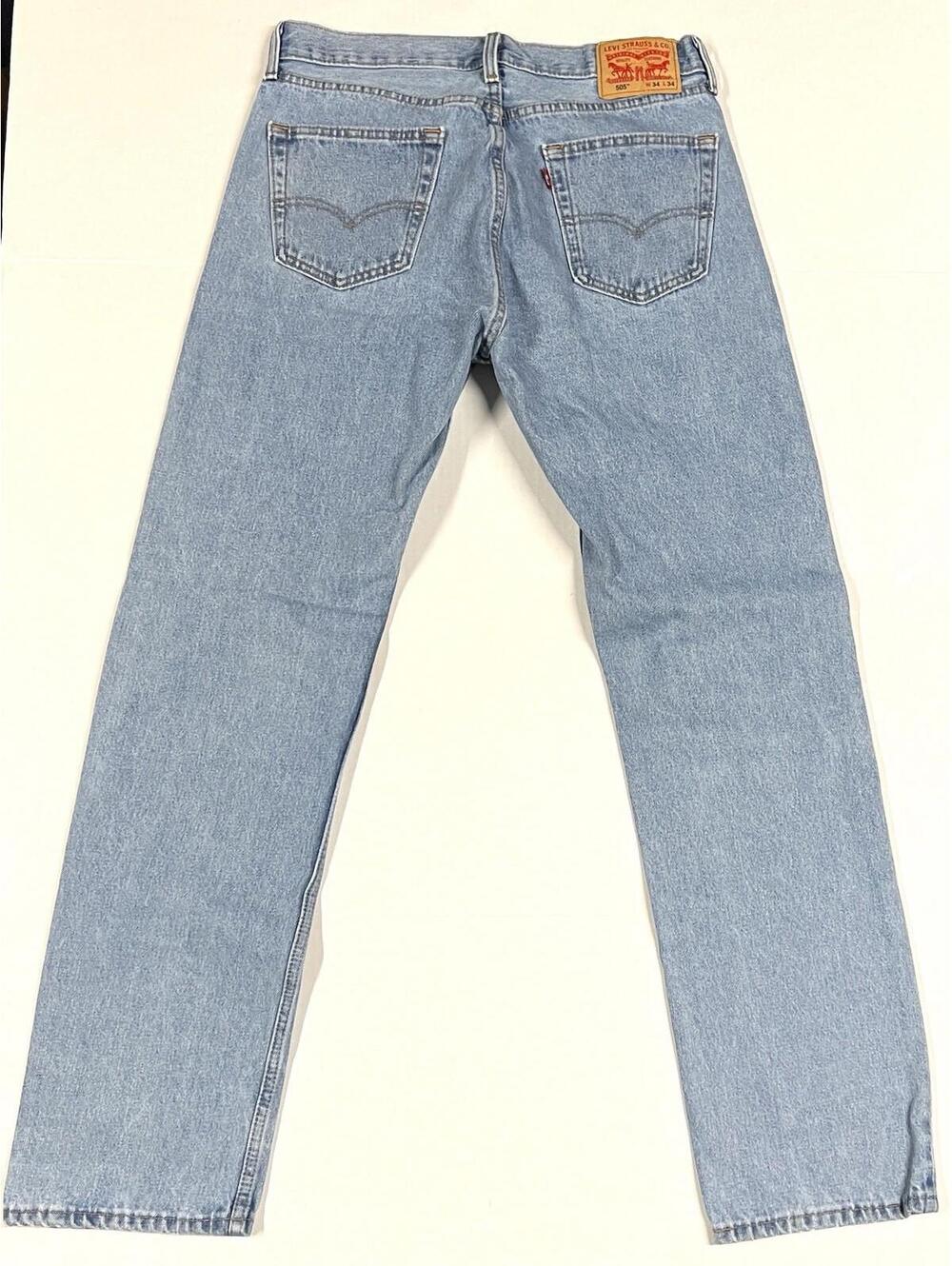 Lot of 2 Levi's 505 Regular Fit Blue Jeans Men’s Size 34 x 34 Denim Light Dark - Picture 6 of 12